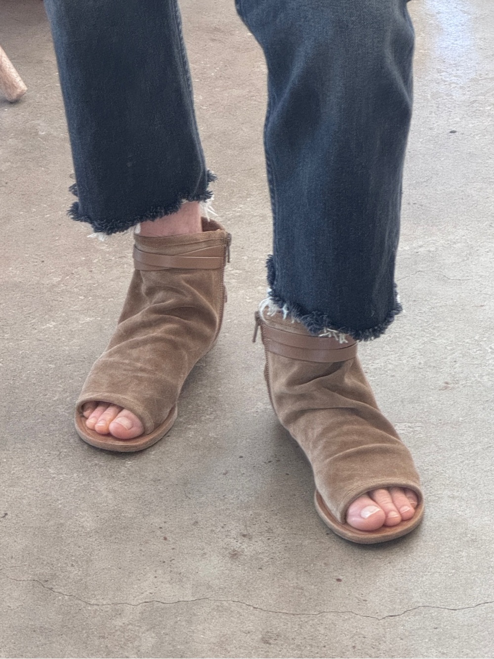 Vince Tan Suede Open Toe Shoe